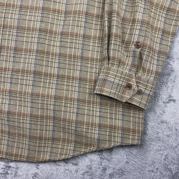Orvis Shirt Mens Size XL Tan Cotton Houndstooth Plaid Mackinaw Pockets Outdoors - Picture 3 of 13